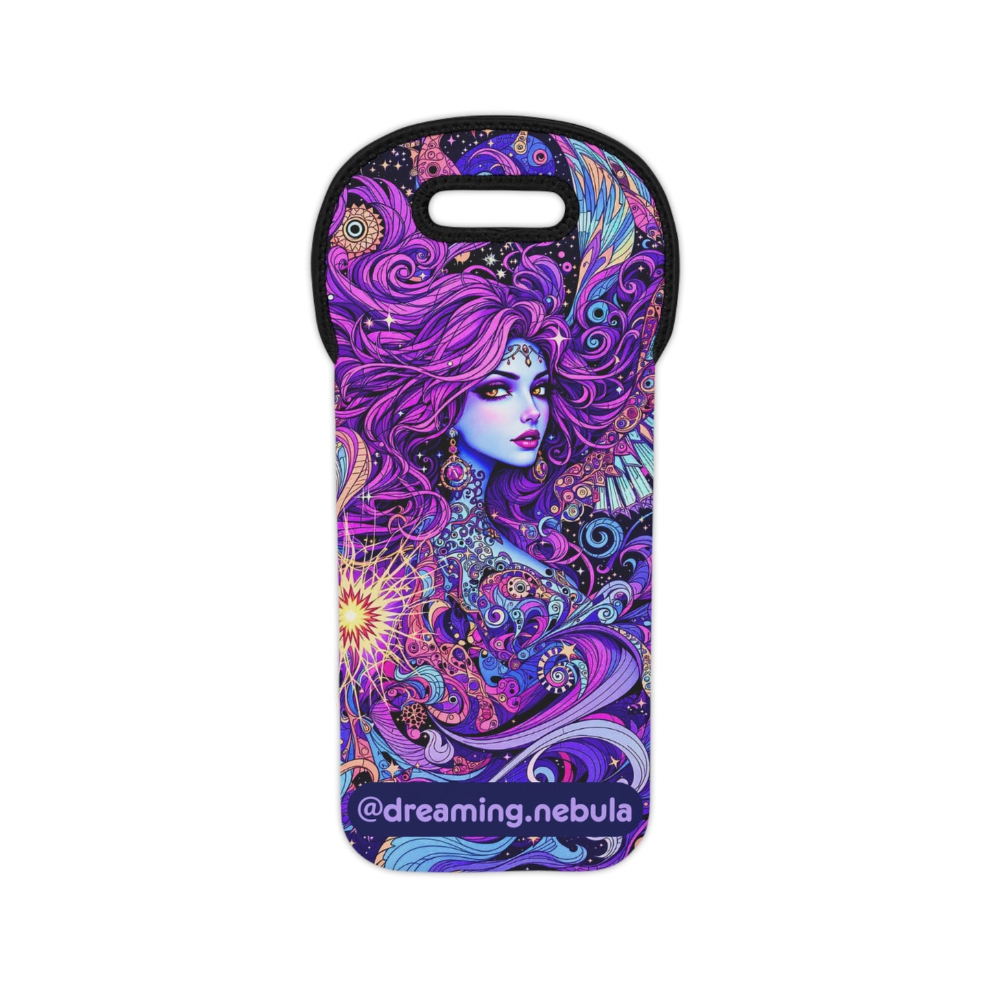 Bohemian Wine Tote Bag - Colorful Goddess Design