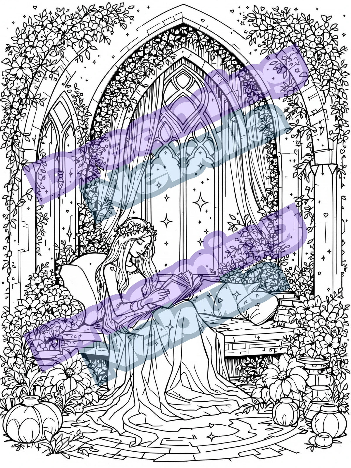 Coloring Page: Book Nook (DIGITAL)