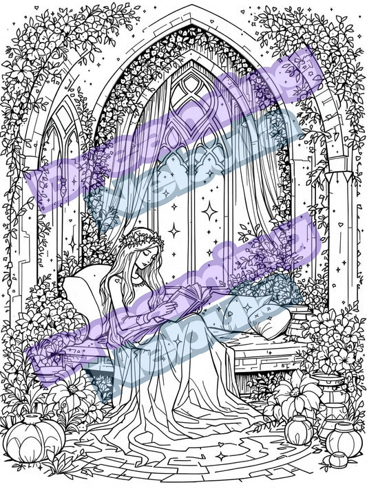 Coloring Page: Book Nook (DIGITAL)